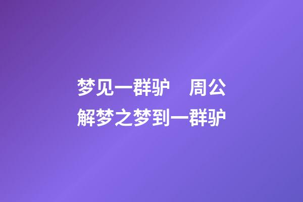 梦见一群驴　周公解梦之梦到一群驴